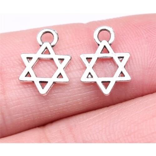 WYSIWYG 50pcs 13x10mm 3 Colors DIY For Bracelet Necklace Star Of David Charm Star Of David Pendant