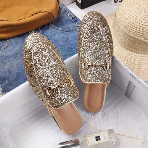 Spring/Summer 2021 New Womens Fashion Mules Shoe Outdoor Female Ladies Trend Large Size Ball-toed Flat Slippers