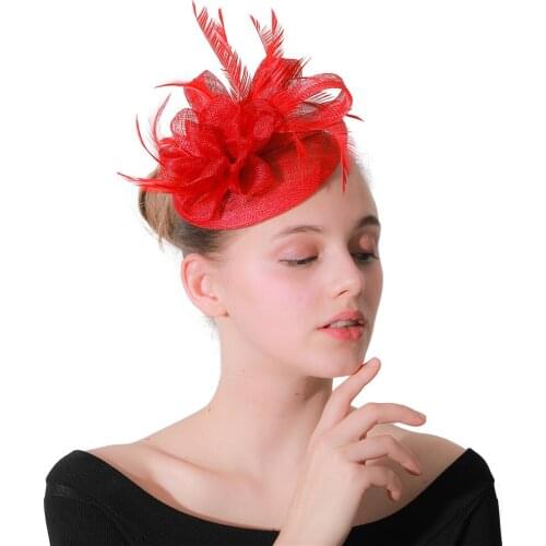 Ladies Charming Red Hair Fascinators Accessories Hats Party Headbands With Elegant Women Flower Decor Party Church Headwear