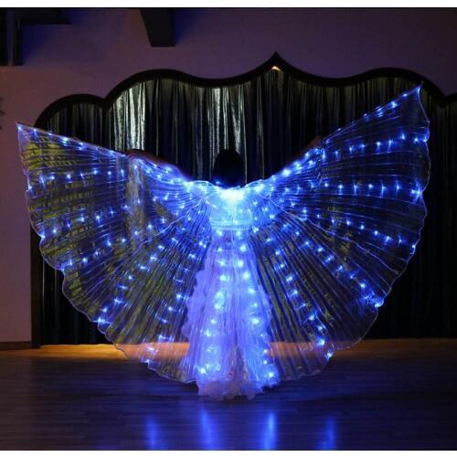 New Flashing Blue Color Varied Belly Dance LED Wings Butterfly Dancer Costume Women Glowing Oriental Indian Bellydance