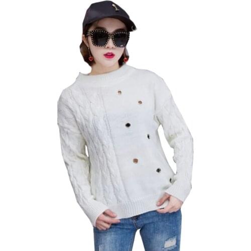 2019 New Sweater Women Loose Round Neck Collar Autumn And Winter long-sleeved womens Sweaters And Pullovers Vestidos LXJ477