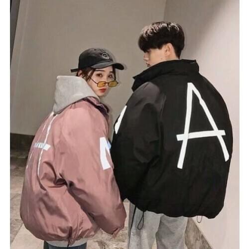 Winter Cotton Padded Jacket For Man/Women Couple Parkas Thick Warm Bright Short Shiny Jacket Black Red Cotton Parka