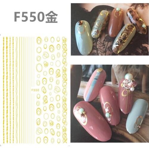 1 Sheet Gold 3D Nail Art Sticker Lines Strips English Word Designs Self Adhesive Stickers Tips Manicure Decoration Wholesale