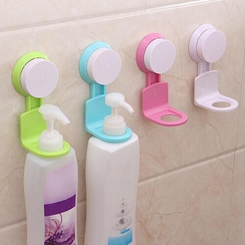 1Pcs Bathroom Shampoo Holder Strong Suction Cup Sucker Wall Hooks Hanger Kitchen Bathroom Hanging Rack for Bags Towel 1