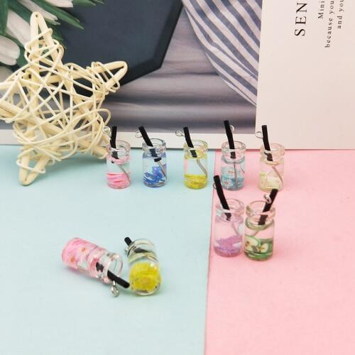 10pcs/lot Flower Bottle Design Charms Resin Cherry Blossoms Bottle Pendants Earring Charms Fit Fashion Jewelry Accessories YZ686