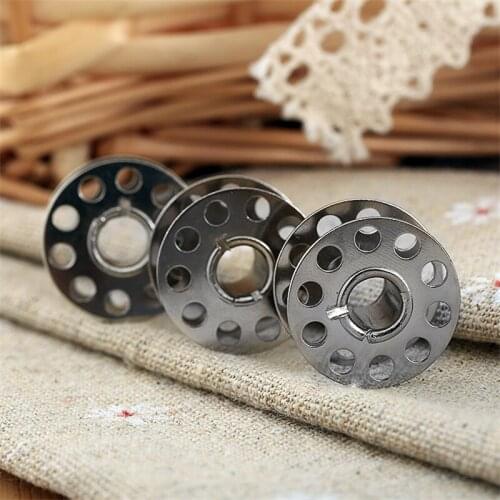 10Pcs Stainless Steel Sewing Machine Bobbins Metal Spool Empty Thread Core Coil Bobbins for Janome Singer Sewing Machine Parts