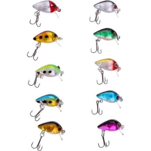 10Pcs Mini Fishing Topwater Minnow CrankBaits Fishing Lures Floating Lure Hooks