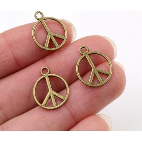 17x14mm 40pcs Antique Bronze Plated Peace Sign Handmade Charms Pendant:DIY for bracelet necklace-Q4-15