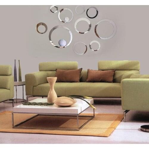 20pcs Circle Acrylic Mirror Stickers Wall paper Decorative Wall Sticker Childrens Nursery Bedroom Living Room Sticker gold