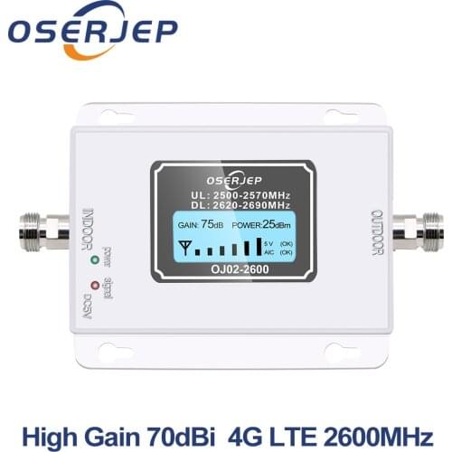 4G LTE 2600 Repeater Gain 70dB 4G LTE 2600Mhz Mobile Signal Booster 2600 Lte Cell Phone Signal Amplifier with Lcd Display