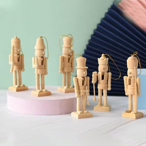 6pcs 13cm Tall Traditional Classic Handpainted Wood Nutcracker Solider Doll Toy Holiday Festive Christmas Ornament Decoration