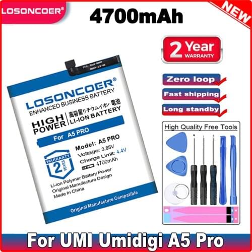 LOSONCOER 4700mAh Good Quality Batteries For UMI Umidigi A5 Pro Smart Phone Battery+Free Tools