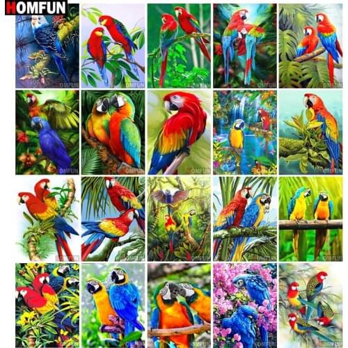 HOMFUN Full Square/Round Drill 5D DIY Diamond Painting "Animal parrot" 3D Diamond Embroidery Cross Stitch Home Decor Gift