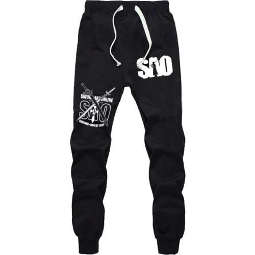Anime Sweatpants Joggers Elastic Waist Sword Art Online Pants Cosplay Sport Trousers Harem Pants Mens Fashion Trousers Hip Hop