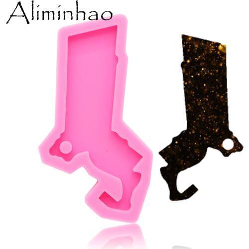 DY0203 Shiny Massachusetts state shape silicone molds DIY epoxy resin molds for jewelry Keychain Decorative Craft Mold wholesale