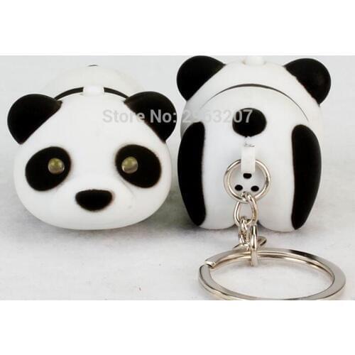 100pcs Cute Panda LED Keychain Sound & Emit Light Party Promotional Gift Handbag Decor Mini Flashlight Keyring ZA6925