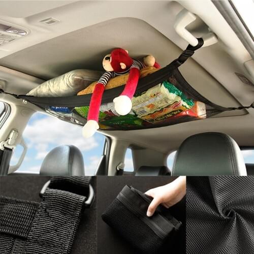For Cargo Net in The Trunk With Zipper Pocket Roof Interior Bag For Auto Container Universal Car Ceiling Storage Net
