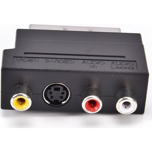 For Video DVD Recorder TV Television Projector RGB Scart to 3 21 pin RCA S-Video Adapter Composite RCA SVHS S-Video AV TV Audio