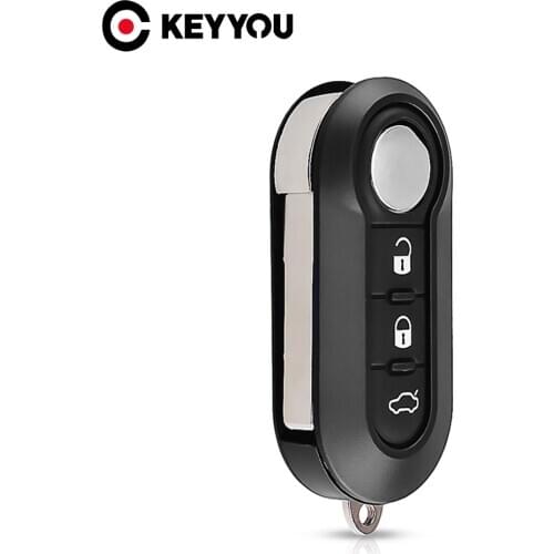 KEYYOU 3 Buttons For Fiat 500 Panda Punto Bravo Auto Remote Car key Shell Case Uncut Blade Normal White Button