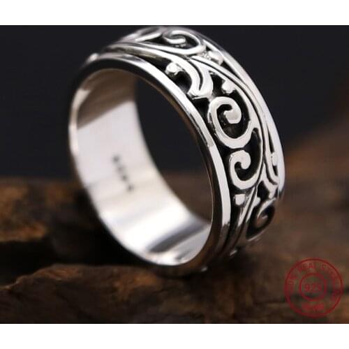 Real 925 Sterling Silver Flower Rotatable Ring Fine Jewelry Man Joint Ring jewelry Gift