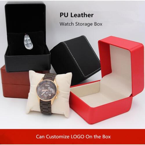Wholesale PU Leather Watch Storage Box Black Single Mechanical Watch Package Case Jewelry Women Gift Follow Boxes W053