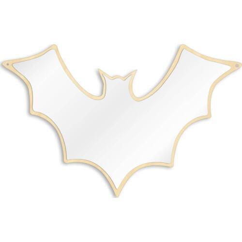 Little Bat Shaped Wooden Bottom Acrylic Wall Mirror Chiroptera Creature Kids Room Party Wall Hanging Decor Halloween Xmas Gift