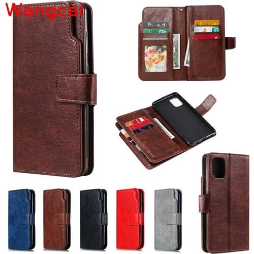 Matte Leather Flip Cover for Samsung Galaxy S21 S20 S10 5G Note 20 10 9 8 Ultra Plus FE Case 9 Cards Business Wallet with Strap