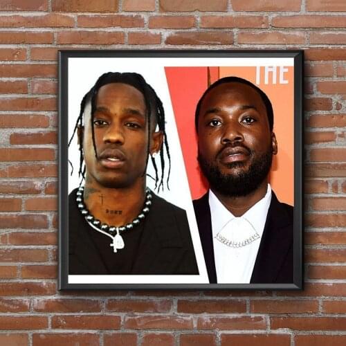 Meek Mill Travis Scott Beef Music Album Cover Poster Music Singer Star Canvas Poster Wall Painting Home Decoration ( No Frame )