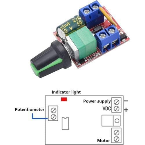Mini 5A PWM Max 90W DC Motor Speed Controller Module 3V 6V 12V 24V 35V Speed Control Switch LED Dimmer