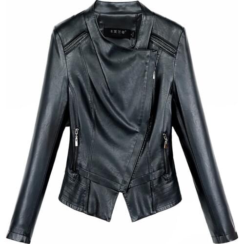 2020 Fashion Haining rivet real leather small leather jacket for women short slim-fitting sheep motorcycle jacket