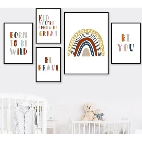 Cartoon Quotes Wall Art Print Poster Nursery Canvas Painting Rainbow Posters And Prints Nordic Wall Pictures For Kids Room Decor