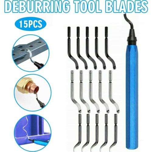 15Pcs Router Bit Rotary Deburr Blades Set Metal Repair Deburring Tool Kit Remover Hand Tools For Wood Plastic Copper Steel