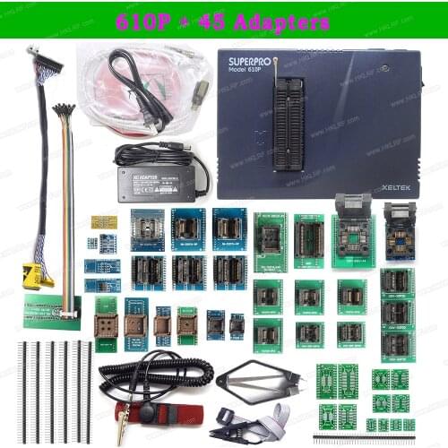 Newest Xeltek Original Superpro 610P High speed Device USB Universal IC Chip Programmer + 45 Adapters & ISP EDID Cable