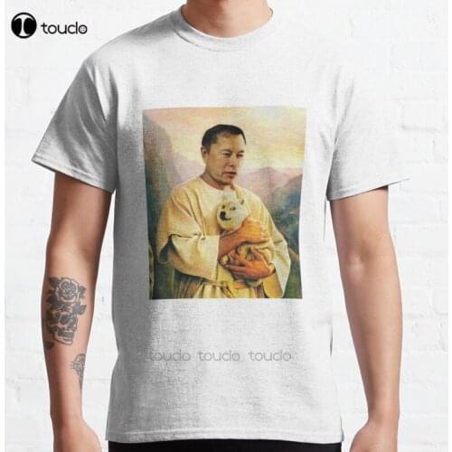 New Dogecoin To The Moon With Elon Musk Classic T-Shirt Cotton Men Tee Shirt