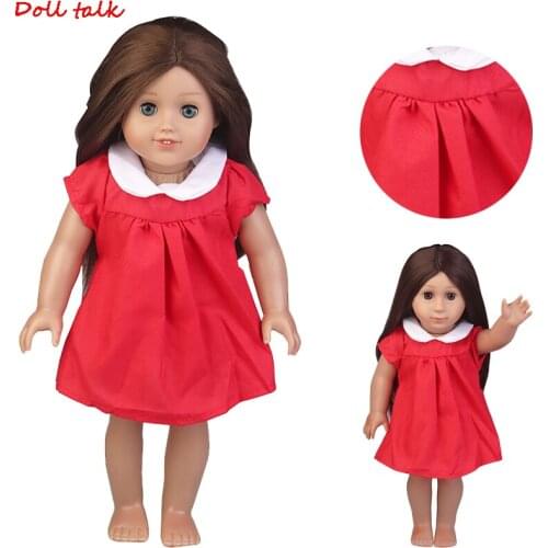New Fashion Red Doll Dress Elegant Collar Shirt For 18 Inch American Dolls FIt 43cm Baby Reborn Girl Doll Toy Accessories