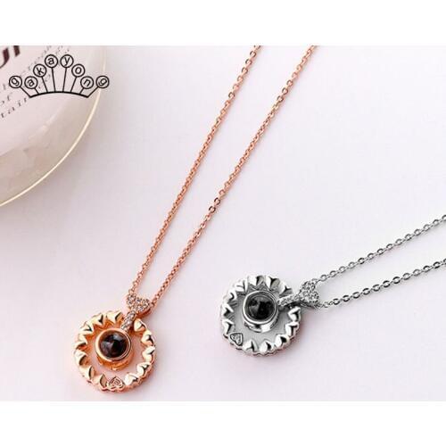 Projection 100 Languages I love You Pendant Necklace For Women Romantic Love Memory Wedding Bride Jewelry Accessories