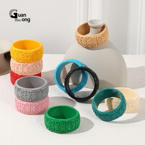 GuanLong Simple Floral Wide Romantic Resin For Womens Bangles Summer Cuff Acrylic Bangle Bracelet Fashion Accessory Jewellery