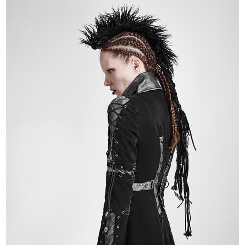 PUNKRAVE Punk Heavy Music Festival Mohican Headwear Gothic Environmental Wool Pure Manual Suture Performance Headwear Accessory