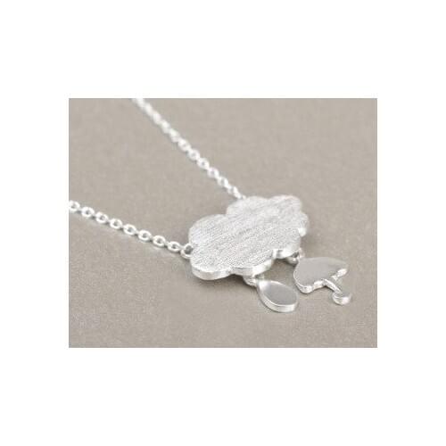 Daisies Cute Style New Weather Clouds Raindrop Pure 925 Sterling Silver Charm Collier Necklaces For Women