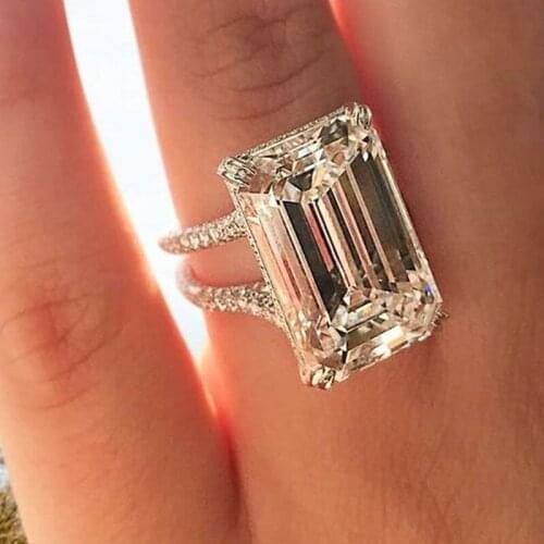 Luxury Crystal Geometric Cubic Zirconia Wedding Rings for Women Fashion Versatile Female Accessories High Quality Jewelry