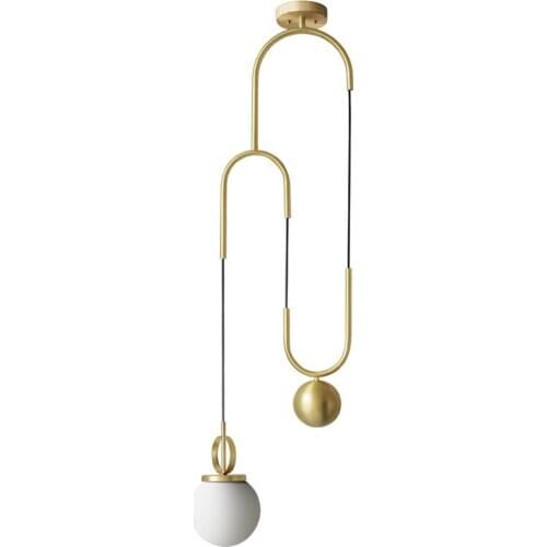 Nordic Designer Industrial Adjustable Glass Ball Pendant Lights Creative Gold Lustre Hanging Lamp Decor Bedroom Bar Restaurant