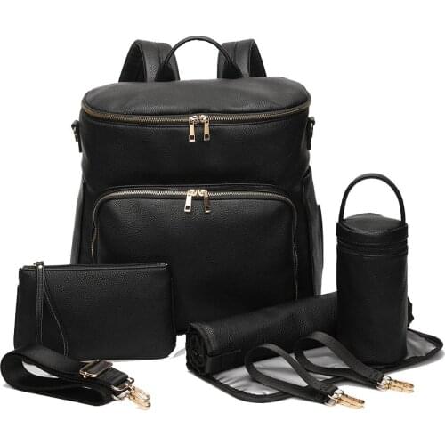 BLACK Mummy Maternity Nappy Bag Large Capacity Diaper Pocket Travel Backpack Nursing Packet for Baby Care Womens Fashion Bag