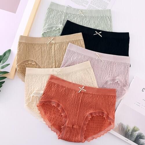 Womens Underwear panties Lace Sexy Panties Lingerie For Female Pure Cotton Soft panties Comfort Briefs Girl Bow Underpants M-L