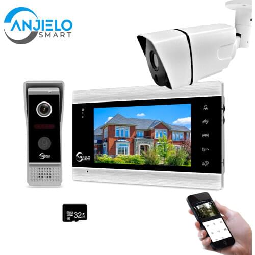 Doorbell with camera 960P/AHD graffiti smart 7-inch screen wide-angle doorbell video intercom doorbell