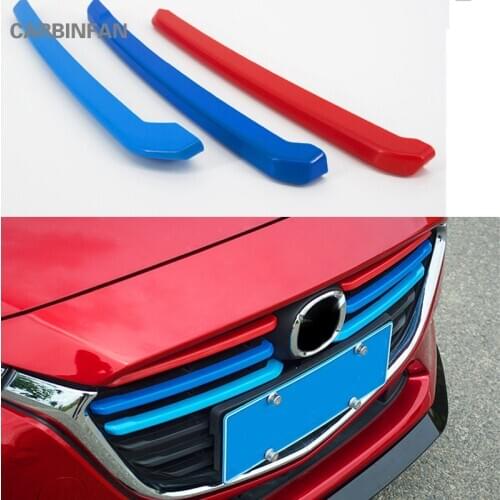 Exterior Sticker bright Tricolor strips Trim front center Grille decorative Trim For Mazda 3 Axela 2017 Chromium Styling P251