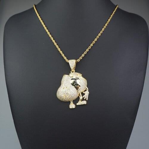 High-quality M Chocolate Beans Take Away Money Bag Pendant Mens and Womens Necklaces Copper Jewelry European and American Hip