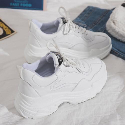 New White Women Shoes New Lace-Up Chunky Sneakers for Women Vulcanize Shoes Casual Fashion Warm Dad Shoes Platform Sneakers