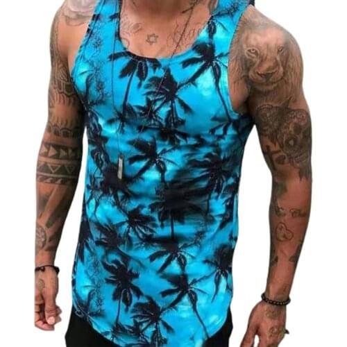 Vest Round Neck Breathable Sportswear Men Summer Printing Tanks Top for Daily Wear