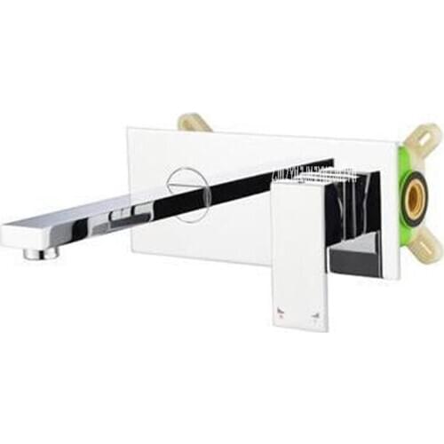 02010 Hotel Wall In Concealed Embedded Box Hot And Cold Basin Sink Faucet Thickened Steel Panel Alloy Handle Copper Valve Body