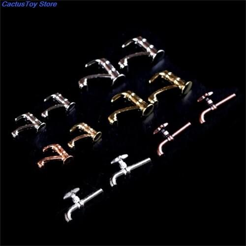 2PCS/LOT 1:12 Miniature Metal Water Tap Faucet Dollhouse Miniature Faucet Dollhouse Bathroom Accessories 6 Styles